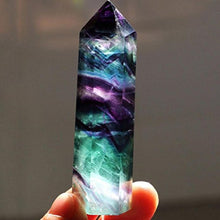 Load image into Gallery viewer, Lookatool Black Tourmaline raw Crystal gems Piedra selenita Stone dig, Natural Hexagonal Crystal Quartz Healing Fluorite Wand Stone Purple Green Gem (Colorful, 6.5-7cm)