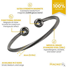 Load image into Gallery viewer, MagnetRX® Magnetic Therapy Bracelet Cuff - Twisted Cable Stainless Steel Bangle Magnetic Bracelets for Pain Relief, Balance & Energy - Elegant Golf Bracelet for Men & Women (Gunmetal | Medium)