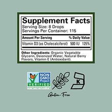 Load image into Gallery viewer, ChildLife Essentials Vitamin D3, Natural Berry Flavor - Support for Healthy Bones and Immune System - Gluten Free, Alcohol Free, Casein Free - 1 fl. oz Glass Bottle