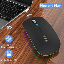 Load image into Gallery viewer, LED Wireless Mouse, Uiosmuph G12 Slim Rechargeable Wireless Silent Mouse, 2.4G Portable USB Optical Wireless Computer Mice with USB Receiver and Type C Adapter (Matte Black)