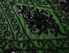 Load image into Gallery viewer, PrettyGuide Women's 1920s Dress Art Deco Sequin Fringed Flapper Dress L Black Green
