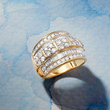 Load image into Gallery viewer, Ross-Simons 2.00 ct. t.w. Baguette and Round Diamond Multi-Row Ring in 18kt Gold Over Sterling For Women