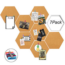 Load image into Gallery viewer, Moi Doi Wall Decor,Bulletin Board, Pin Board, Cork Tiles,Hexagon Cork Board with Adhesive Backing Memo Boards Message Board for Office/Home/Kitchen/Dorm Room,7 Pack +30 PINS