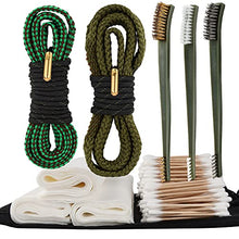 Load image into Gallery viewer, 9mm Gun Bore Snake Cleaning Brushes Universal Gun Cleaning Kits Set for Pistol Rifle Caliber .22.357.38.380 5.56mm Cleaning Swabs Patches with Compact Bag, yuzziko by Sebider