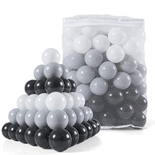 Load image into Gallery viewer, STARBOLO Ball Pit Balls - 100 pcs Plastic Play Pit Balls Crawl Balls with Color Black, Grey, White for Baby Kids Playpen Pool Tub Toy, 2.2 Inch.