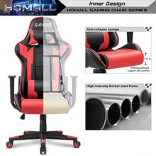 Load image into Gallery viewer, Homall Gaming Office High Back Computer PU Leather Desk PC Racing Executive Ergonomic Adjustable Swivel Task Chair with Headrest and Lumbar Support, Bk/Red