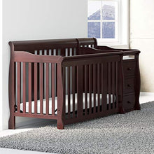 Load image into Gallery viewer, Storkcraft Portofino 4-in-1 Fixed Side Convertible Crib and Changer, Espresso, Easily Converts to Toddler Bed Day Bed or Full Bed, Three Position Adjustable Height Mattress (Mattress Not Included)