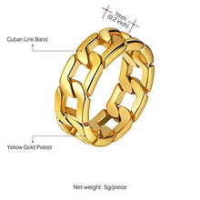 Load image into Gallery viewer, U7 18K Gold Plated 7mm Wide Band Cuban Link Chain Ring, Size 10