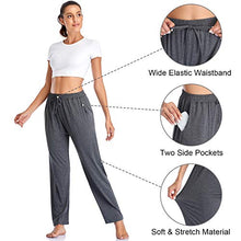Load image into Gallery viewer, ASIMOON Women's Yoga Pants Soft Comfy Stretch Loose Straight Casual Athletic Pants Running Workout Lounge Pants with Pockets Dark Grey