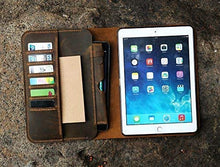 Load image into Gallery viewer, Personalized New iPad Pro 10.5 leather cover portfolio apple pencil holder distressed leather iPad cover case for 2017 iPad Pro 10.5 IDP15SP