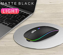 Load image into Gallery viewer, LED Wireless Mouse, Uiosmuph G12 Slim Rechargeable Wireless Silent Mouse, 2.4G Portable USB Optical Wireless Computer Mice with USB Receiver and Type C Adapter (Matte Black)