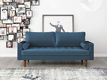 Load image into Gallery viewer, Container Furniture Direct Mid Century Modern Velvet Upholstered Button Tufted Living Room Sofa, 2 Piece Set, Prussian Blue