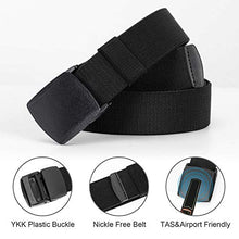 Load image into Gallery viewer, WHIPPY 2 Pack Elastic Stretch Belt for Men, Nickle Free Hiking Nylon Belt in YKK Buckle (Black Gray, Fit Pants Below 35 Inches)