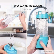Load image into Gallery viewer, Portable Blender, Olivivi 2020 Multifunctional Personal Blender Mini Smoothie Blender 6 Powerful Blades, 4000mAh Rechargeable USB Juicer Cup Bottle with strainer Cleaning Brush for Travel BPA Free Blue