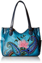 Load image into Gallery viewer, Anna by Anuschka womens Anna Anuschka, Handpainted Medium Bag, Denim Paisley Floral Shoulder Bag Genuine Leather, Denim Paisley Floral, One Size US