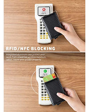 Load image into Gallery viewer, VULKIT Credit Card Holder RFID Blocking Leather Automatic Pop Up Wallet Aluminum Slim Pocket Bifold Business Card Case Navy