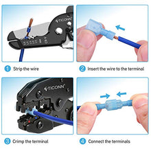 Load image into Gallery viewer, TICONN 200 Pcs Nylon Spade Quick Disconnect Connectors Kit, Electrical Insulated Terminals, Male and Female Spade Wire Crimp Terminal Assortment Kit