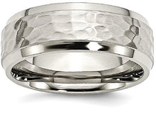 Load image into Gallery viewer, ICE CARATS Titanium 8mm Beveled Edge Hammered Wedding Ring Band Size 10.00 Fancy Fashion Jewelry for Women Gifts for Her