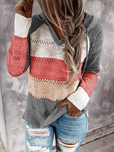 Load image into Gallery viewer, Women's Winter Lightweight Hoodid Color Block Warm Pullover Sweatshirts Fashion Knitted Tops Ladies Clothes