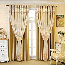 Load image into Gallery viewer, Curshimer Luxury Double Layer Blackout Curtain with Sheer European Embroidered Window Drape for Living Room Sliding Glass Door, 1 Panel (Beige, W 78'' x H 86'')