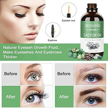 Load image into Gallery viewer, Organic Castor Oil, Castor Oil for Hair Growth Eyelashes Eyebrows, 100% Pure Cold Pressed Castor Oil for Eyelashes,Hair Growth,Beard,Body,Face, Skin Care,Healthy Nail,FREE Mascara Brush & Tube (4oz)