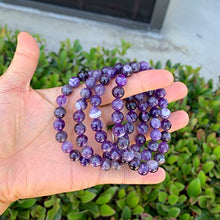 Load image into Gallery viewer, Natural Amethyst Gemstone Bracelet 7 inch Stretchy Chakra Gems Stones Healing Crystal Birthday Gift (Unisex) GB8-16