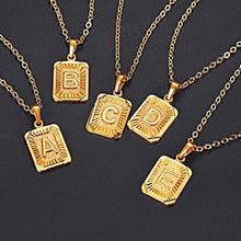 Load image into Gallery viewer, U7 Gold Monogran Necklace A-Z 26 Letters Pendant Men Womens Fashion Jewelry 18K Gold Plated Square Pendants Capital Initial Necklaces (M)