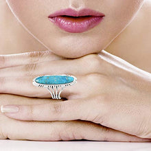 Load image into Gallery viewer, Turquoise Ring Sterling Silver 925 Genuine Gemstones Size 6 to 11 (Turquoise, 9)