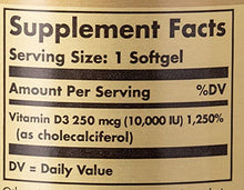 Load image into Gallery viewer, Solgar Vitamin D3 (Cholecalciferol) 250 MCG (10,000 IU), 120 Softgels - Helps Maintain Healthy Bones & Teeth - Immune System Support - Non GMO, Gluten Free, Dairy Free - 120 Servings