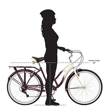 Load image into Gallery viewer, Schwinn Sanctuary 7 Comfort Cruiser Bike, Featuring Retro-Styled 16-Inch/Small Steel Step-Through Frame and 7-Speed Drivetrain with Front and Rear Fenders, Rear Rack, and 26-Inch Wheels, Red