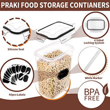Load image into Gallery viewer, Airtight Food Storage Containers Set with Lids - 24 PCS, BPA Free Kitchen and Pantry Organization, PRAKI Plastic Leak-proof Canisters for Cereal Flour & Sugar - Labels & Marker, Black