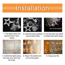 Load image into Gallery viewer, Quntis LED 12 Stars Curtain Lights - 138 LEDs Window Icicle Christmas Lights 8 Modes Decorative Backdrop Fairy String Lights for Outdoor Indoor Home Bedroom Wedding Party Holiday Wall, Warm White