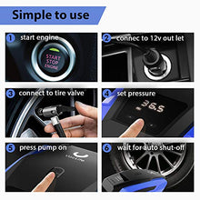 Load image into Gallery viewer, VacLife Portable Air Compressor for Car Tires, DC 12V Air Compressor Tire Inflator, Tire Pump with LED Light, Digital Air Pump For Car Tires, Bicycle and Other Inflatables,Bule