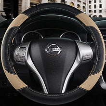 Load image into Gallery viewer, Leather Car Steering Wheel Cover, Non-Slip Car Wheel Cover Protector Breathable Microfiber Leather Universal Fit for Most Cars(Beige)