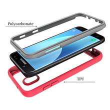Load image into Gallery viewer, Phone Case for Samsung Galaxy J3 Orbit J 3 Star 2018 3J Achieve with Tempered Glass Screen Protector Clear Cover and Bumper Hybrid Cell Accessories Glaxay J3V V 3rd Gen SM J337A J337V J337 Cases Red
