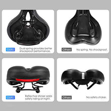 Load image into Gallery viewer, Puroma Bicycle Saddle Dual Spring Designed Suspension Shock Absorbing, Leather Bike Seat Pad Mounting Wrench Waterproof Protection Bike Seat Cover (Black)