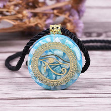 Load image into Gallery viewer, Orgonite Energy Pendant Orgone Amazon Stone Necklace Horus Eye All-Seeing Eyes Devil'S Eye Necklace Amulet Magnetic Jewelry