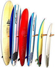 Load image into Gallery viewer, StoreYourBoard Vertical Timber Surfboard Wall Rack, Holds 6 Surfboards, Home and Garage Storage Mount System (Natural)