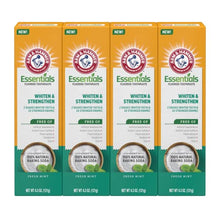 Load image into Gallery viewer, Arm & Hammer Essentials Whiten & Strengthen Fluoride Toothpaste, 100% Natural Baking Soda, Fresh Mint, 4.3 Oz (Pack of 4)