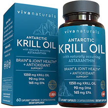 Load image into Gallery viewer, Krill Oil Supplement 1250mg - Antarctic Krill Oil Omega 3 Providing Astaxanthin, DHA and EPA, Joint Support and Brain Supplement with No Fishy Aftertaste (60 Capsules)