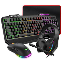 Load image into Gallery viewer, havit Gaming Keyboard Mouse Headset & Mouse Pad Kit, Rainbow LED Backlit Wired, Over Ear Headphone with Mic for PC Computer, Laptop and More
