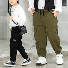 Load image into Gallery viewer, MINI PANDA Toddler Boy Pants, Little Boys 2-Pack Pull On Pants (Black+Green, 4T)