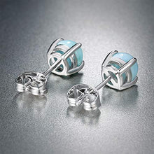 Load image into Gallery viewer, GEMSME 925 Sterling Silver Round Larimar Stud Earrings Hypoallergenic Jewelry for Women (larimar)