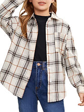 Load image into Gallery viewer, SHENHE Girl's Plaid Button Down Long Sleeve Drop Shoulder Collar Shirt Blouse Tops Multicolor 9Y