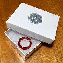 Load image into Gallery viewer, Whitestone Jewelry Co. Strawberry Rhubarb Red Carnelian Stone Band Ring, Stackable, (Size 7)