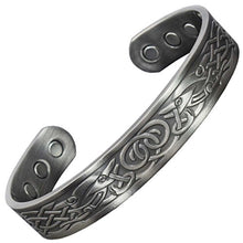Load image into Gallery viewer, Holistic Magnets Viking Bracelet Mens (Tarnish-Free) Antique Silver Copper Magnetic Bracelet Arthritis Joint Stylish Healing Bangle Gift Boxed (VGP)-Viking Gods (M: Wrist 6.5-7.5 inch)