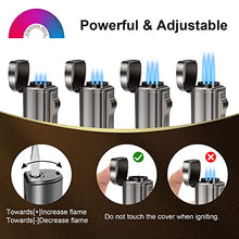 Load image into Gallery viewer, UVeeSA Triple Jet Flame Torch Lighter, for Men, Refillable Butane Lighter, Windproof Gas Lighter, Adjustable Candle Lighter with Gift Box for Boyfriend, Dad - Without Gas