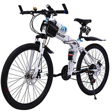 Load image into Gallery viewer, Niansill Adult Mountain Bikes, 24 Inch 21 Speed Gears Dual Disc Brakes Mountain Bicycle Steel Carbon Mountain Trail Bike High Carbon Steel Full Suspension Frame Folding Outroad Bikes, US Shipment