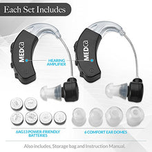 Load image into Gallery viewer, Behind The Ear Sound Amplifier - BTE Hearing Ear Amplification Device and Digital Sound Enhancer PSAD for The Hard of Hearing, Noise Reducing Feature, Black, by MEDca