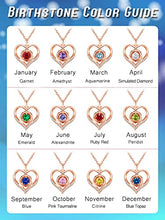 Load image into Gallery viewer, Rose Heart Necklace December Birthstone Blue Topaz Jewelry for Women Sterling Silver Rose Flower Heart Pendant Created Gemstone Women Girls Jewelry for Birthday Gift Anniversary Jewelry Gift for Her (Rose Gold-12-Dec.Blue Topaz)